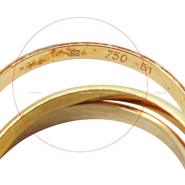 [Pre-loved] CARTIER ring Trinity Small Pink Gold/Yellow Gold/White Gold Au750 #51[LIKE NEW][Authentic]