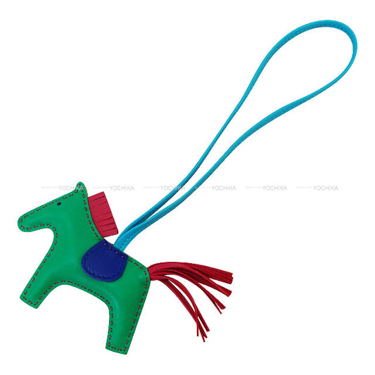 HERMES bag charm Rodeo PM Rainbow Soufre/Violet/Menthe (Mint)/Bleu Electrique/Bleu Aztec/Rose Shocking Agneau Milo[EXCELLENT][Authentic]