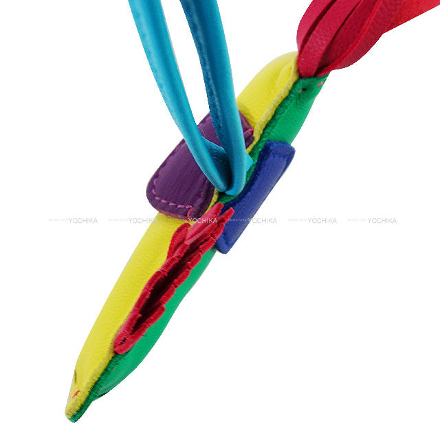 HERMES bag charm Rodeo PM Rainbow Soufre/Violet/Menthe (Mint)/Bleu Electrique/Bleu Aztec/Rose Shocking Agneau Milo[EXCELLENT][Authentic]