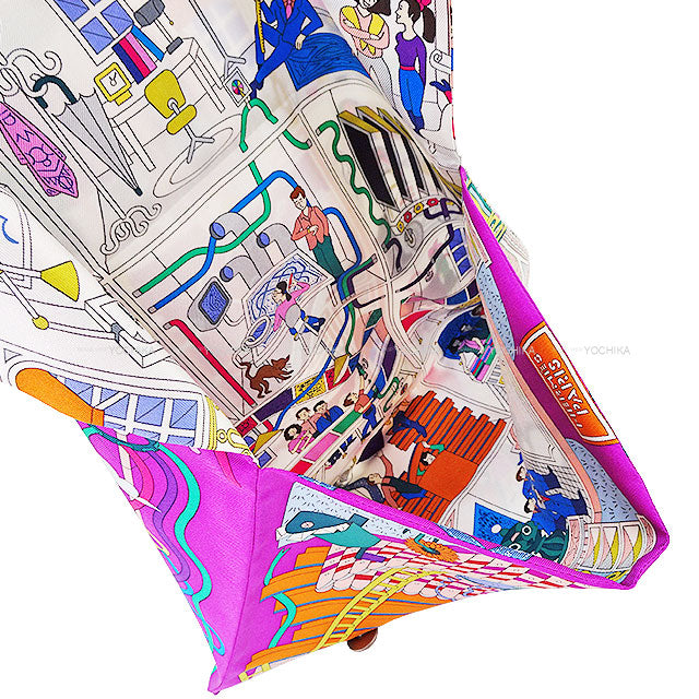 HERMES Pouch Petit H Maison des Carrés / Perfect Course Pouch 3-piece Set Multicolor Silk100%[EXCELLENT][Authentic]