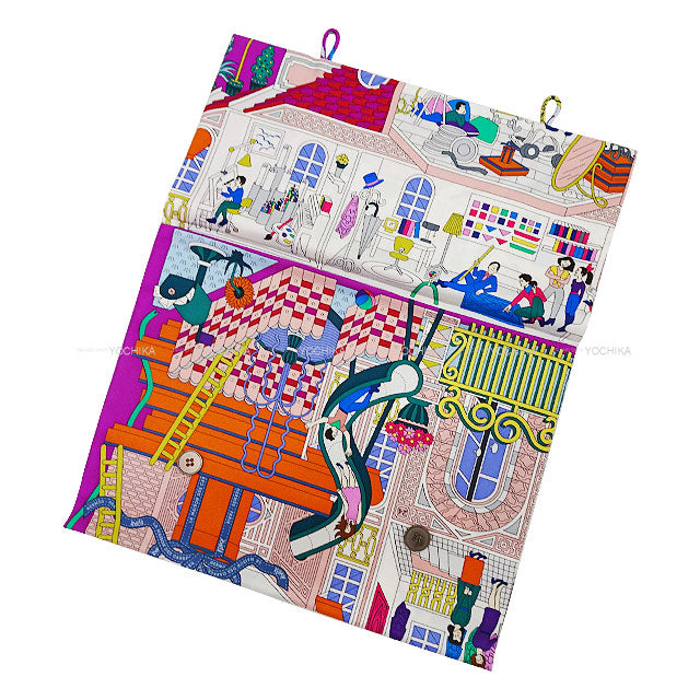 HERMES Pouch Petit H Maison des Carrés / Perfect Course Pouch 3-piece Set Multicolor Silk100%[EXCELLENT][Authentic]