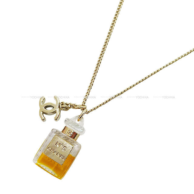 CHANEL necklace No.5 Perfume Bottle Motif Noir (Black)/Gold Resin/Metal Champagne Gold HW[EXCELLENT][Authentic]