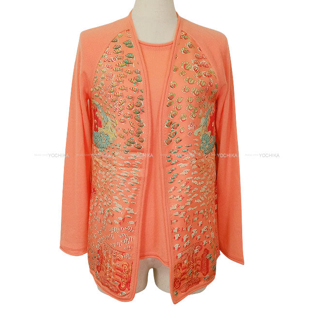 [Pre-loved] HERMES Cardigan Knit Twillaine ENSEMBLE RENCONTRE DE OCEAN Margiela Era Salmon Pink Silk100%/Cashmere100% #S[LIKE NEW][Authentic]
