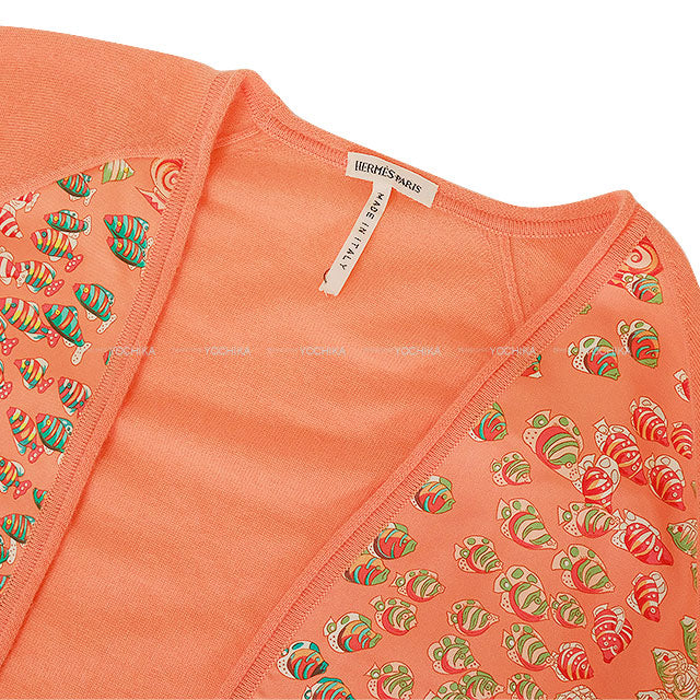 [Pre-loved] HERMES Cardigan Knit Twillaine ENSEMBLE RENCONTRE DE OCEAN Margiela Era Salmon Pink Silk100%/Cashmere100% #S[LIKE NEW][Authentic]