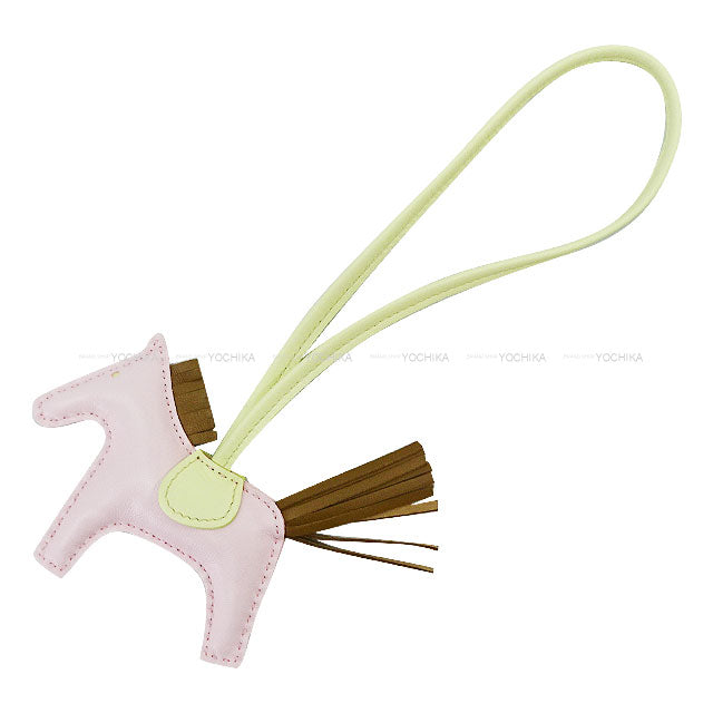 HERMES bag charm Rodeo PM Rose Darling/Jaune Milton/Kraft Agneau Milo Stamp K[BRAND NEW][Authentic]