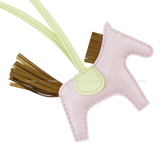 HERMES bag charm Rodeo PM Rose Darling/Jaune Milton/Kraft Agneau Milo Stamp K[BRAND NEW][Authentic]