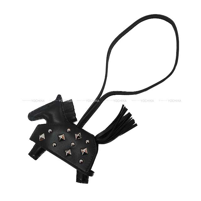 HERMES bag charm Rodeo Robeo Rock PM studs Noir (Black) Agneau Milo/Veau Swift Silver HW Stamp K[BRAND NEW][Authentic]