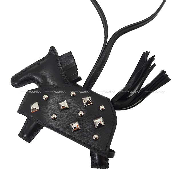 HERMES bag charm Rodeo Robeo Rock PM studs Noir (Black) Agneau Milo/Veau Swift Silver HW Stamp K[BRAND NEW][Authentic]