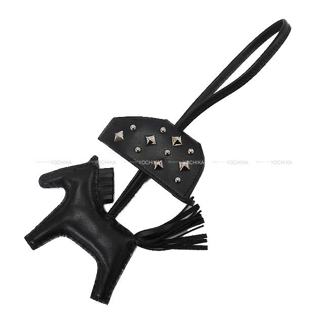 HERMES bag charm Rodeo Robeo Rock PM studs Noir (Black) Agneau Milo/Veau Swift Silver HW Stamp K[BRAND NEW][Authentic]