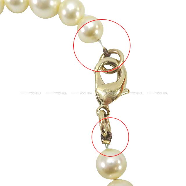 [Pre-loved] CHANEL necklace Coco Mark long pearl Fake pearl/rhinestone Mat Gold HW[USED SA][Authentic]
