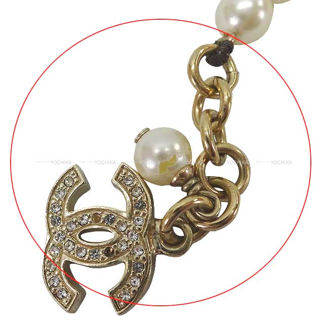 [Pre-loved] CHANEL bracelet Coco Mark Pearl Fake pearl/rhinestone Mat Gold HW[USED SA][Authentic]