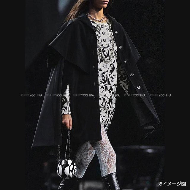 2023AW CHANEL Poncho Camellia Button Noir (Black) Viscose #34 P75859[EXCELLENT][Authentic]