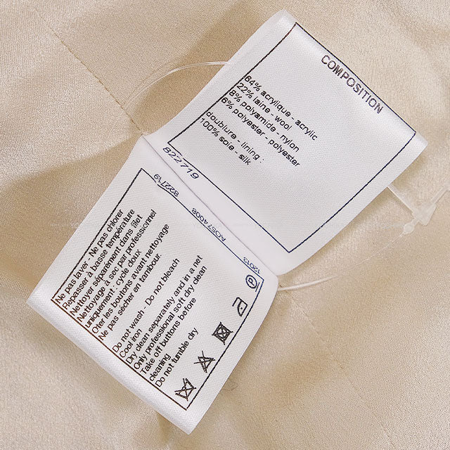 CHANEL Stainless collar coat Long Jacket 3/4 Sleeve COCO Mark Button Tweed Ivory Acrylic/Wool #44 Gold HW P54620[BRAND NEW][Authentic]