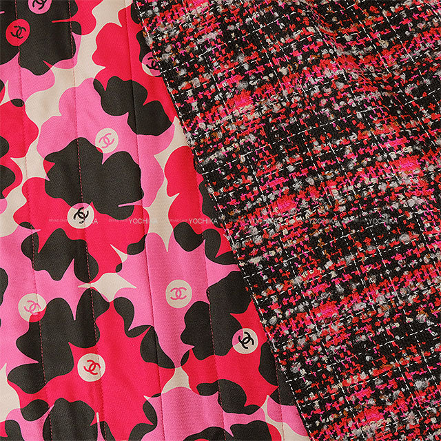 2023 Metiers d'Art Collection CHANEL Poncho Cape Coat Rhinestone COCO Mark Camellia Motif Tweed Red Cotton #38 P77727[EXCELLENT][Authentic]