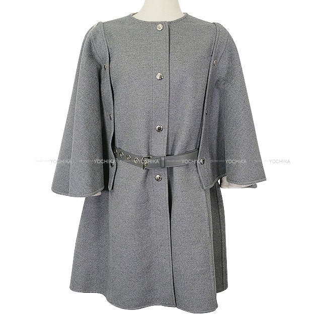 2024SS LOUIS VUITTON Stainless collar coat Sleeve Coat Double-Face Cape Grey Wool/Silk #38 1AFSHX[EXCELLENT][Authentic]