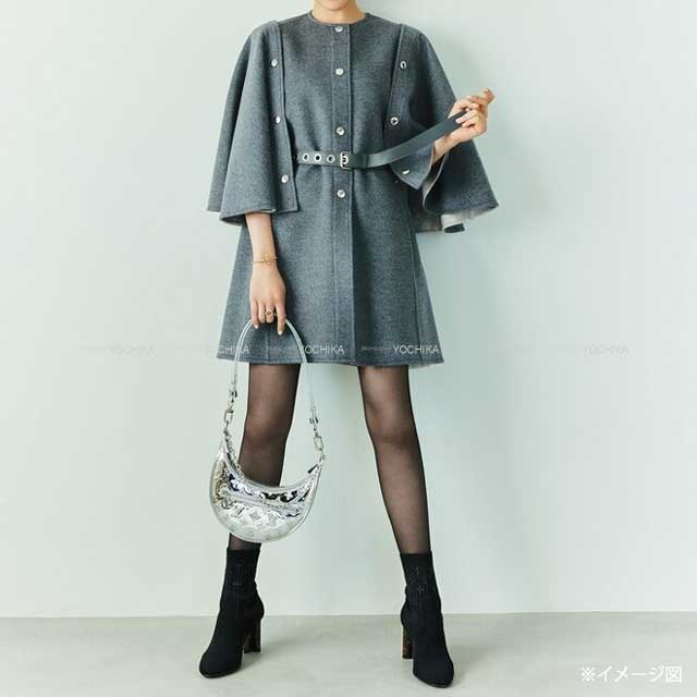 2024SS LOUIS VUITTON Stainless collar coat Sleeve Coat Double-Face Cape Grey Wool/Silk #38 1AFSHX[EXCELLENT][Authentic]