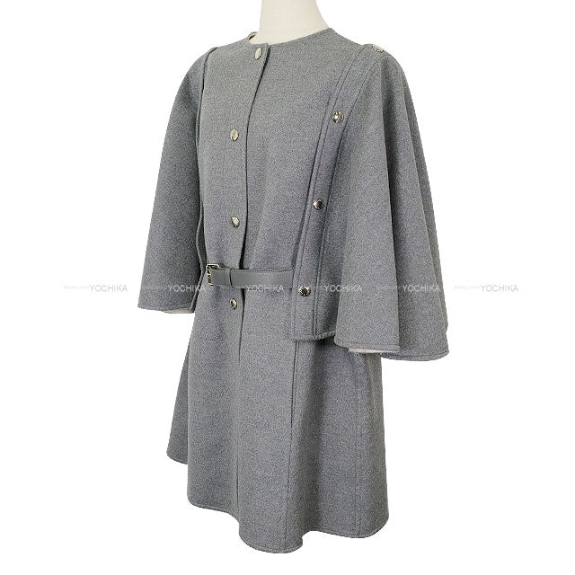 2024SS LOUIS VUITTON Stainless collar coat Sleeve Coat Double-Face Cape Grey Wool/Silk #38 1AFSHX[EXCELLENT][Authentic]