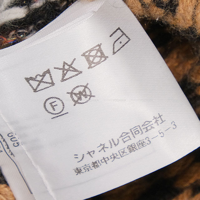 2019AW CHANEL Cardigan Knit Brown/Blanc (White)/Noir (Black) Wool #38 P62568[EXCELLENT][Authentic]