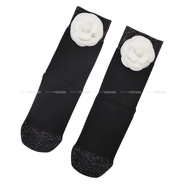 2025SS CHANEL Socks Camellia Badge Noir (Black) Mixed Fibers AAA905[BRAND NEW][Authentic]