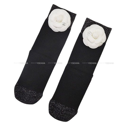 2025SS CHANEL Socks Camellia Badge Noir (Black) Mixed Fibers AAA905[BRAND NEW][Authentic]