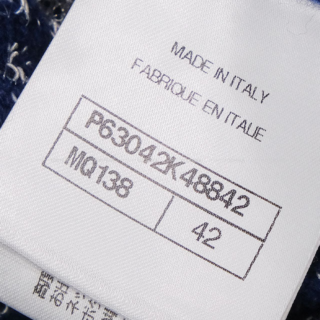 2020SS CHANEL One‐piece dress Lace Flower Motif COCO Button Floral Pattern Pockets Blue/Blanc (White) Wool/Cotton #42 P63042[ALMOST NEW][Authentic]