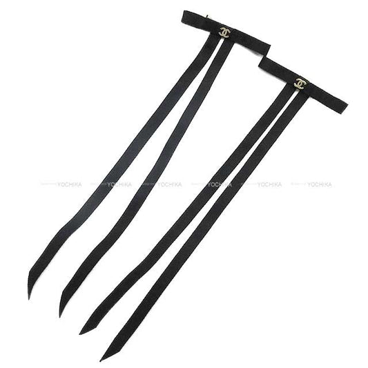 2025SS CHANEL barretter Hairpin COCO Mark Noir (Black) Satin/Silk Champagne Gold HW AAA839[BRAND NEW][Authentic]