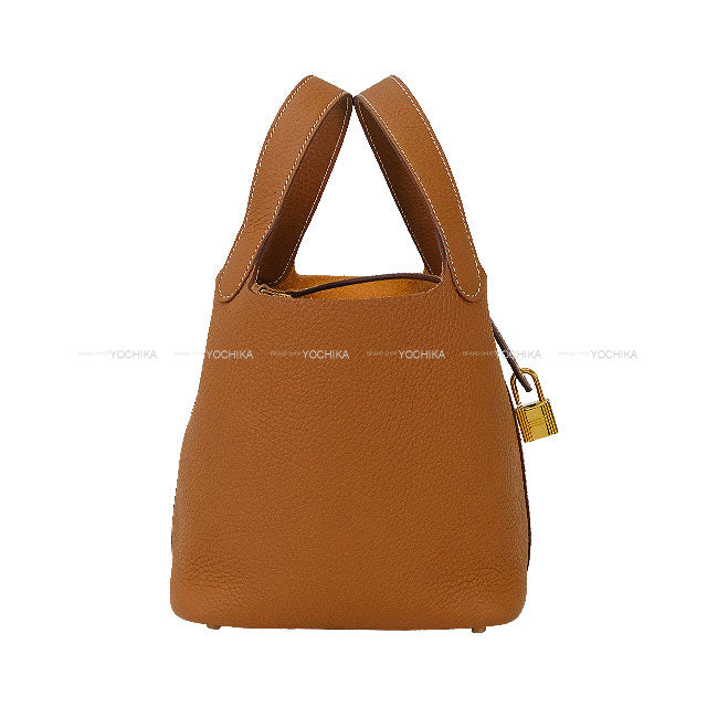 [Pre-loved] HERMES Handbag Picotin Lock 18 PM Gold Taurillon Clemence Gold HW Stamp W[LIKE NEW][Authentic]