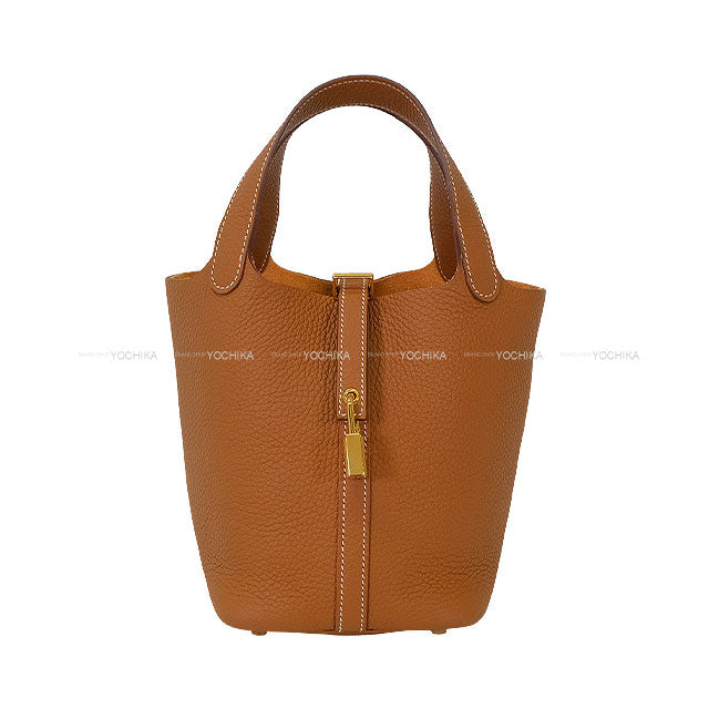 [Pre-loved] HERMES Handbag Picotin Lock 18 PM Gold Taurillon Clemence Gold HW Stamp W[LIKE NEW][Authentic]