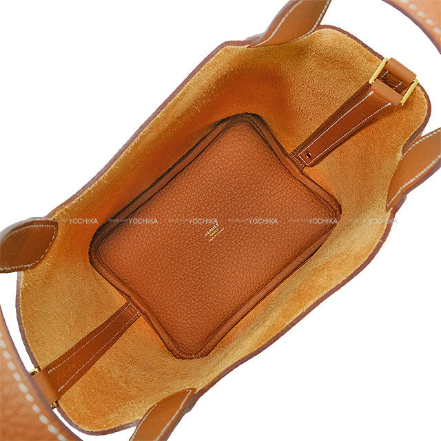 [Pre-loved] HERMES Handbag Picotin Lock 18 PM Gold Taurillon Clemence Gold HW Stamp W[LIKE NEW][Authentic]