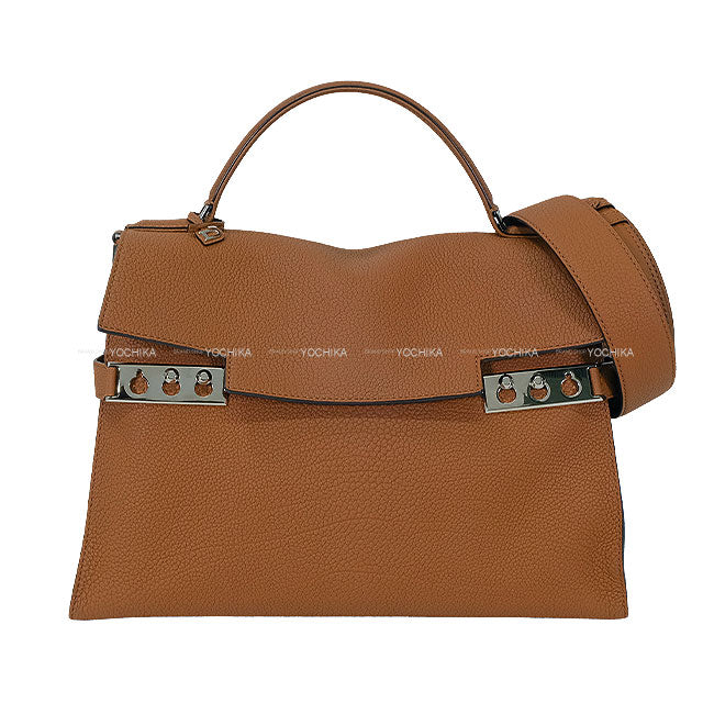 [Pre-loved] Delvaux Handbag Tempête L Tem Derby grain calf leather Silver HW[LIKE NEW][Authentic]