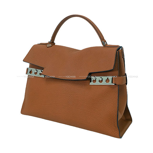 [Pre-loved] Delvaux Handbag Tempête L Tem Derby grain calf leather Silver HW[LIKE NEW][Authentic]