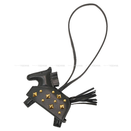 HERMES bag charm Rodeo Robeo Rock PM studs Noir (Black) Agneau Milo/Veau Swift Gold HW Stamp K[BRAND NEW][Authentic]