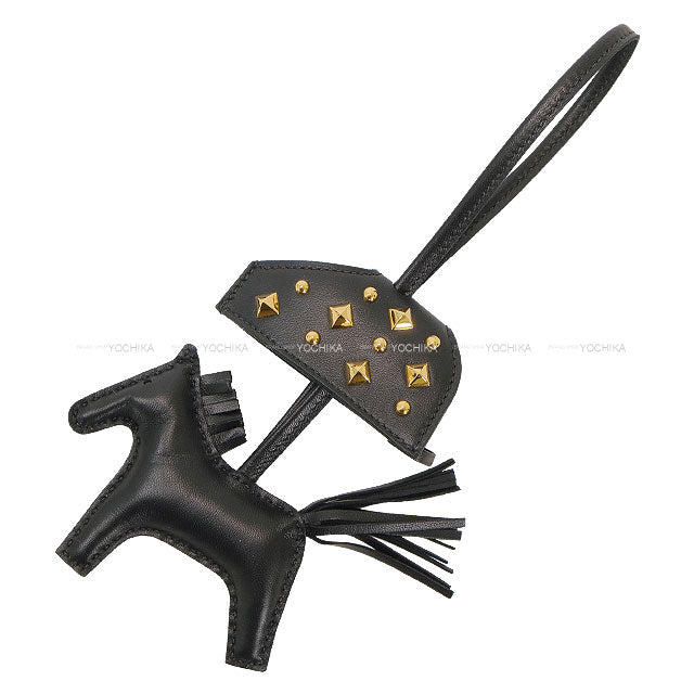 HERMES bag charm Rodeo Robeo Rock PM studs Noir (Black) Agneau Milo/Veau Swift Gold HW Stamp K[BRAND NEW][Authentic]