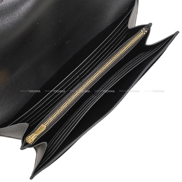 [Pre-loved] HERMES long wallet Constance Long Wallet Noir (Black) Veau Epsom Rose Gold HW Stamp D[LIKE NEW][Authentic]