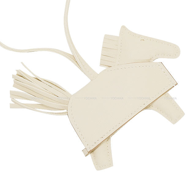 HERMES bag charm Rodeo Robeo Rock PM Studs Craie Agneau Milo Silver HW Stamp K[BRAND NEW][Authentic]