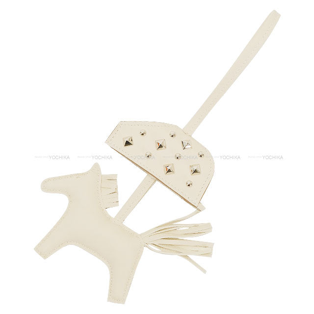 HERMES bag charm Rodeo Robeo Rock PM Studs Craie Agneau Milo Silver HW Stamp K[BRAND NEW][Authentic]