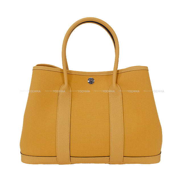HERMES tote bag Garden Party 30 TPM Paille Toile Militaire/Veau Negonda Silver HW Stamp K[BRAND NEW][Authentic]