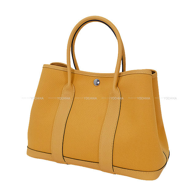 HERMES tote bag Garden Party 30 TPM Paille Toile Militaire/Veau Negonda Silver HW Stamp K[BRAND NEW][Authentic]