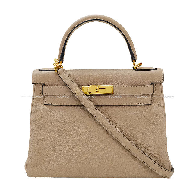 [Pre-loved] HERMES Shoulder bag Kelly28 Retourne Special order HSS Gris Tourterelle Taurillon Clemence Gold HW Stamp D[LIKE NEW][Authentic]