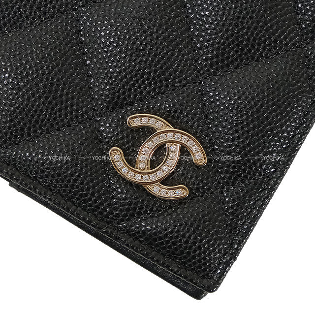 CHANEL passport case Matelasse COCO Mark Rhinestone Noir (Black) Graind Calf(Caviarskin) Silver HW AP4824[BRAND NEW][Authentic]