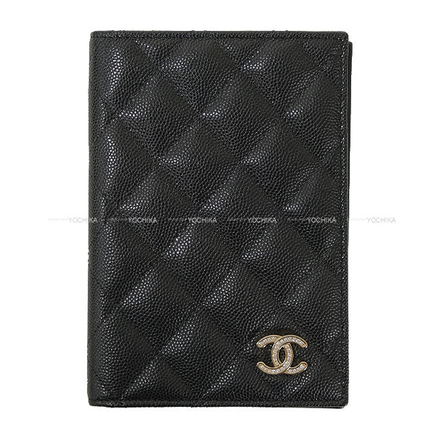 CHANEL passport case Matelasse COCO Mark Rhinestone Noir (Black) Graind Calf(Caviarskin) Silver HW AP4824[BRAND NEW][Authentic]