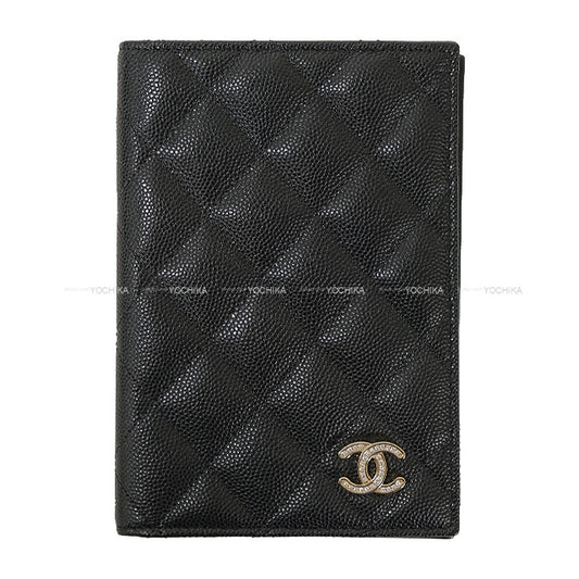 CHANEL passport case Matelasse COCO Mark Rhinestone Noir (Black) Graind Calf(Caviarskin) Silver HW AP4824[BRAND NEW][Authentic]