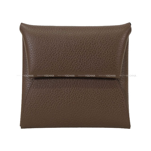 HERMES change purse Bastia Moka Evercolor Silver HW Stamp W[EXCELLENT][Authentic]