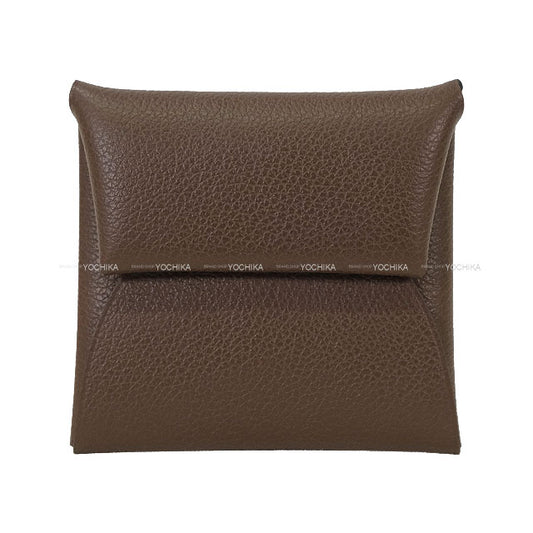 HERMES change purse Bastia Moka Evercolor Silver HW Stamp W[EXCELLENT][Authentic]