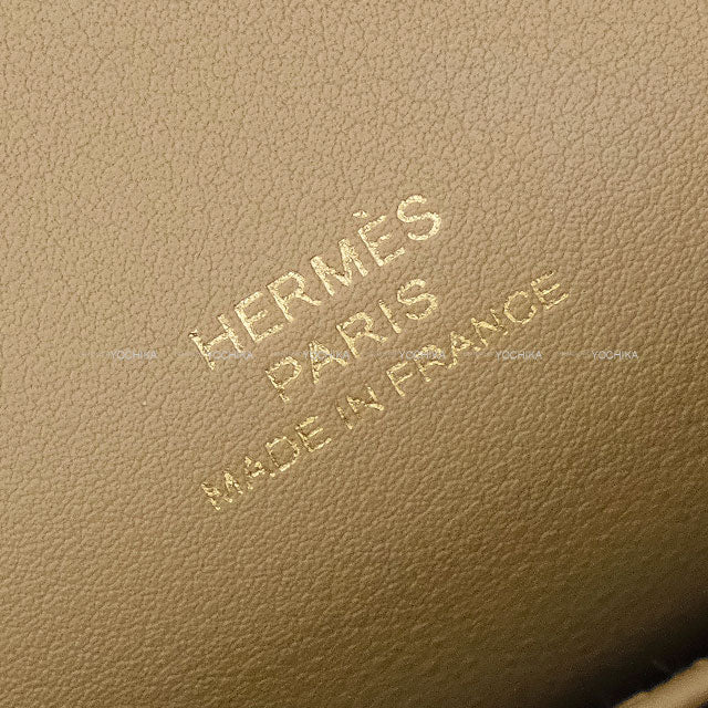 HERMES Handbag Pochette Kelly Beige Marfa Veau Swift Gold HW Stamp W[EXCELLENT][Authentic]