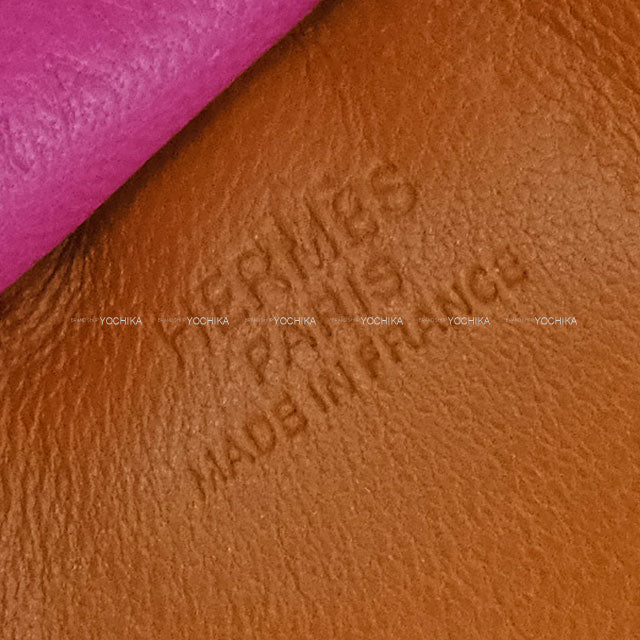 HERMES bag charm Rodeo PM white stitch Gold/Rose Purple/Rubis Agneau Milo Stamp Y[EXCELLENT][Authentic]