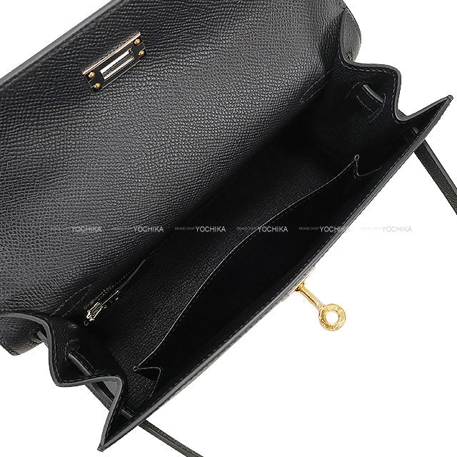 HERMES Shoulder bag Kelly25 Sellier Noir (Black) Veau Epsom Electrum HW Stamp K[BRAND NEW][Authentic]