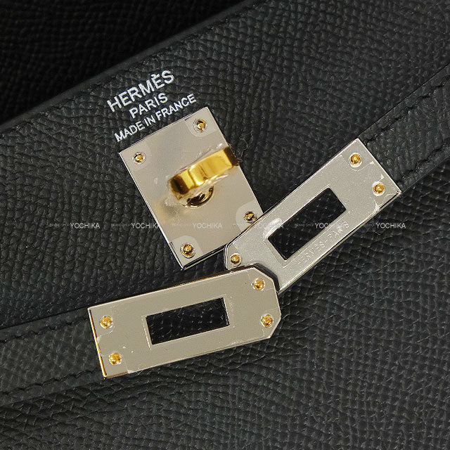 HERMES Shoulder bag Kelly25 Sellier Noir (Black) Veau Epsom Electrum HW Stamp K[BRAND NEW][Authentic]