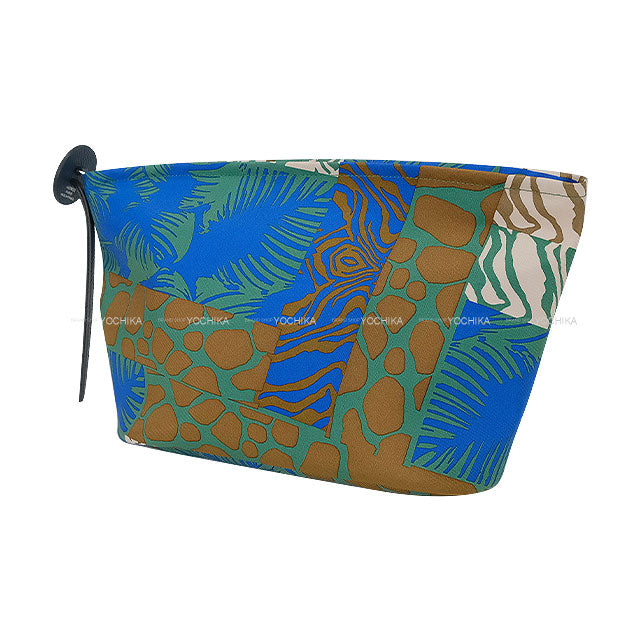 HERMES Cosmetic Pouch Silky Pouch 27 Wild Bleu Zellige/Vert Vertigo/Bleu de Prusse Silk100% Silver HW Stamp K[BRAND NEW][Authentic]