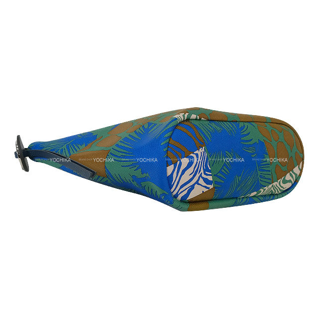 HERMES Cosmetic Pouch Silky Pouch 27 Wild Bleu Zellige/Vert Vertigo/Bleu de Prusse Silk100% Silver HW Stamp K[BRAND NEW][Authentic]